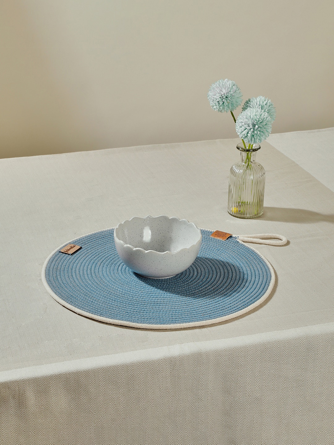 

Fabindia Blue Solid Cotton Round Table Placemat