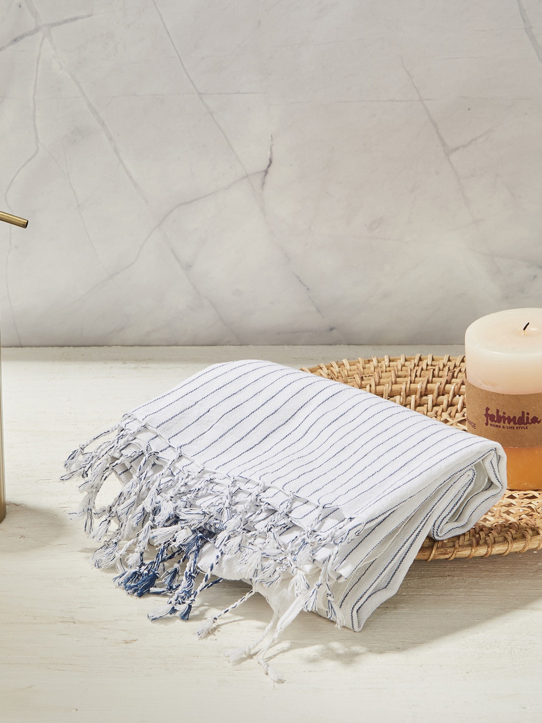 

Fabindia White Striped 125 GSM Cotton Hand Towels