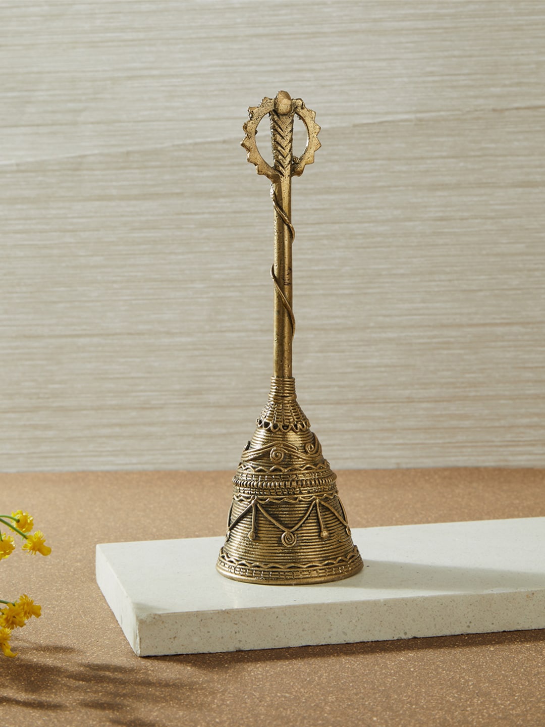 

Fabindia Gold-Toned Solid Brass Suvarn Dhokra Pooja Bell