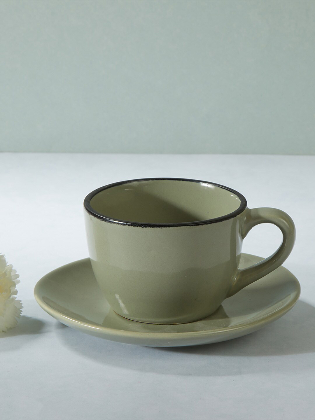 

Fabindia Grey & Black Ceramic Glossy Cup and Saucer