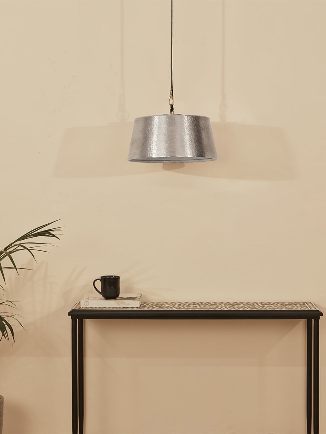 

Fabindia Grey Textured Ceiling Lamps