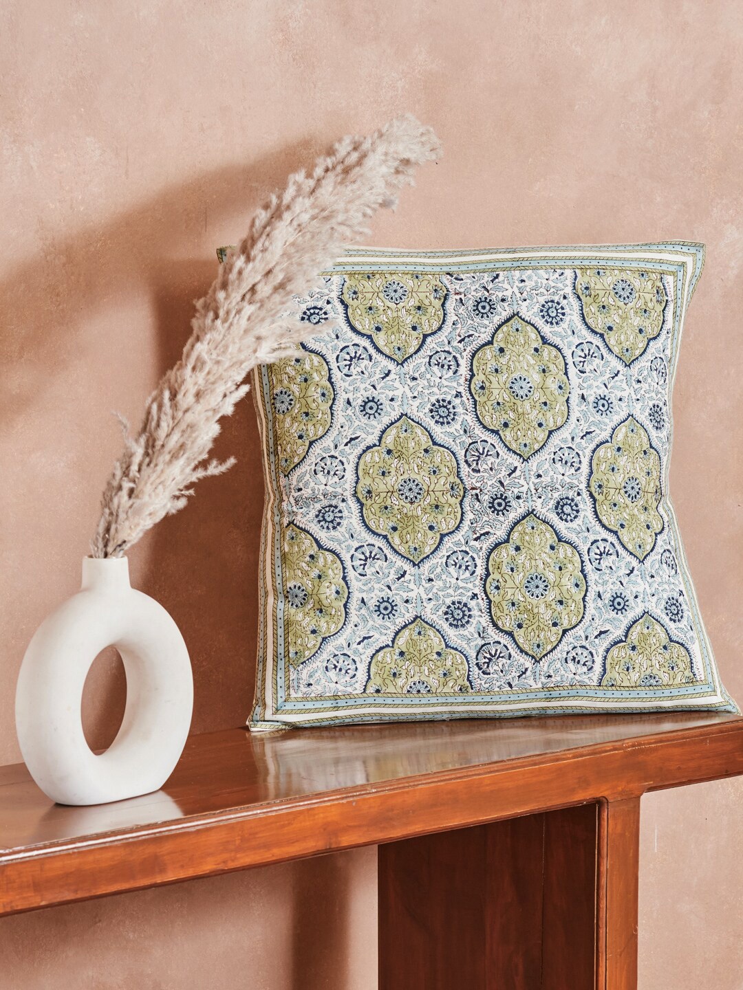 

Fabindia Green & Blue Ethnic Motifs Square Cushion Covers