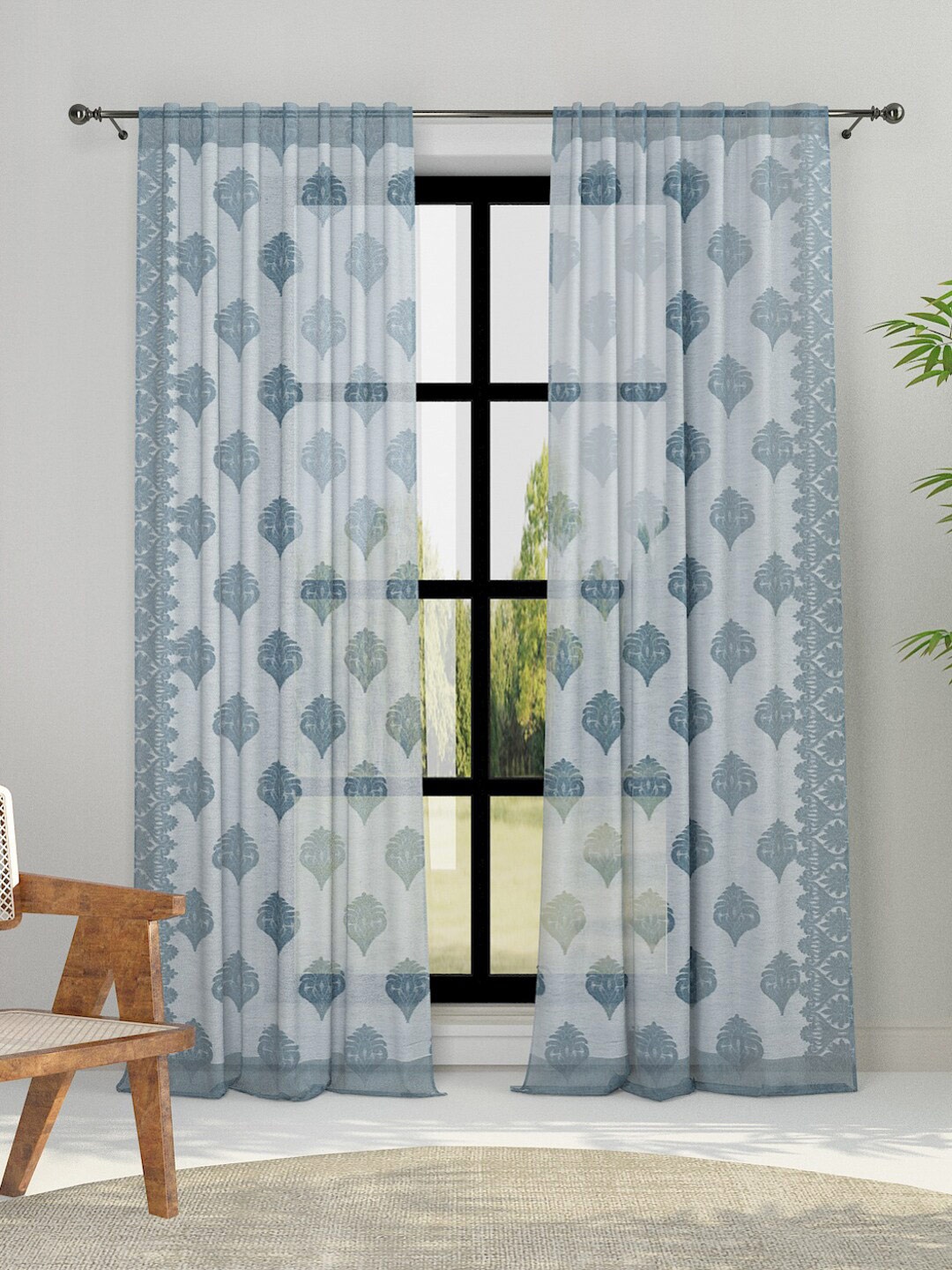 

Fabindia Blue Ethnic Motifs Window Curtain