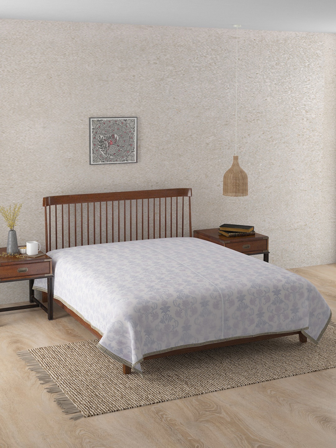 

Fabindia Blue & Off White Floral Mild Winter Double Bed Dohar