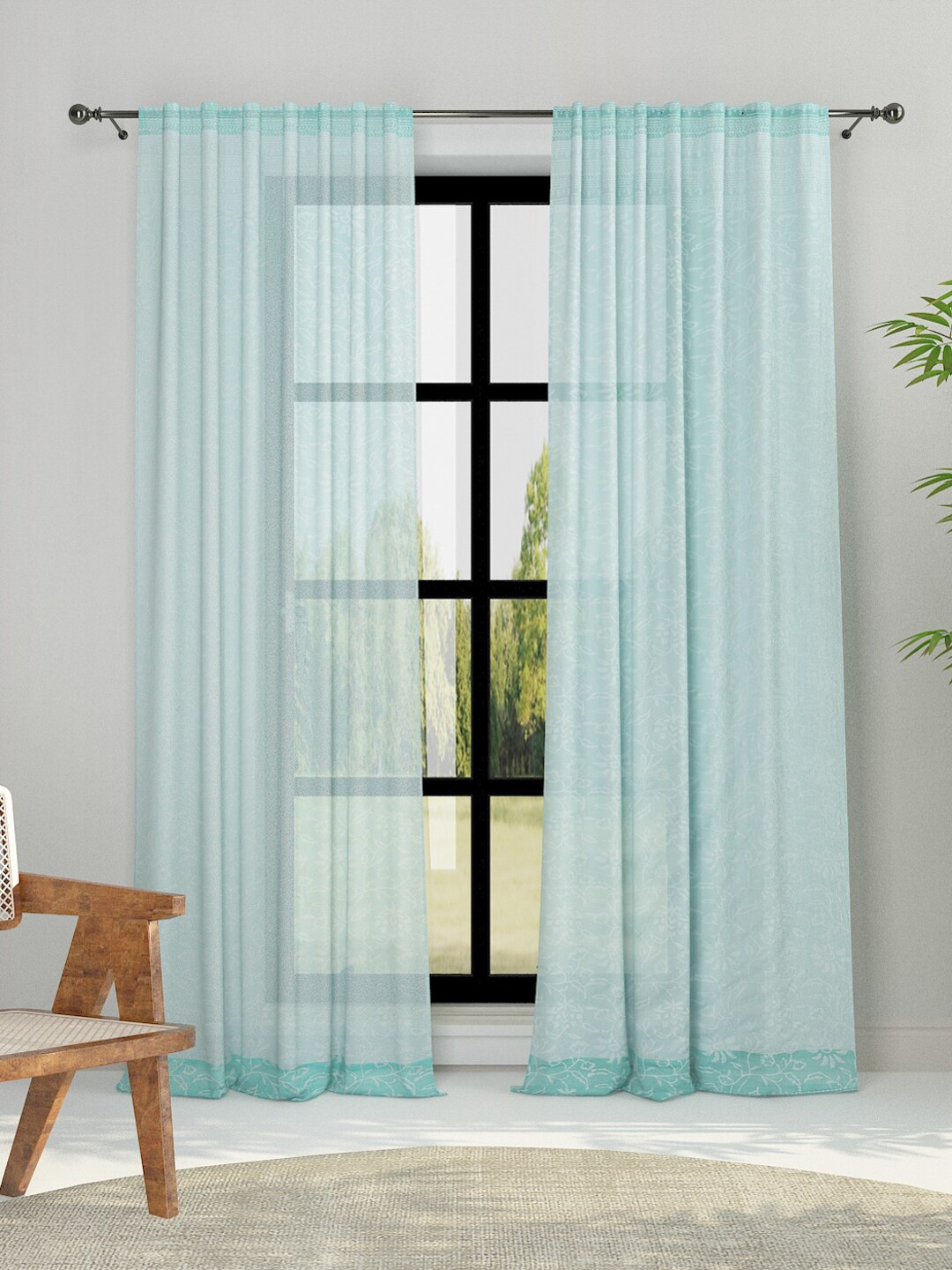 

Fabindia Teal Ethnic Motifs Long Door Curtain