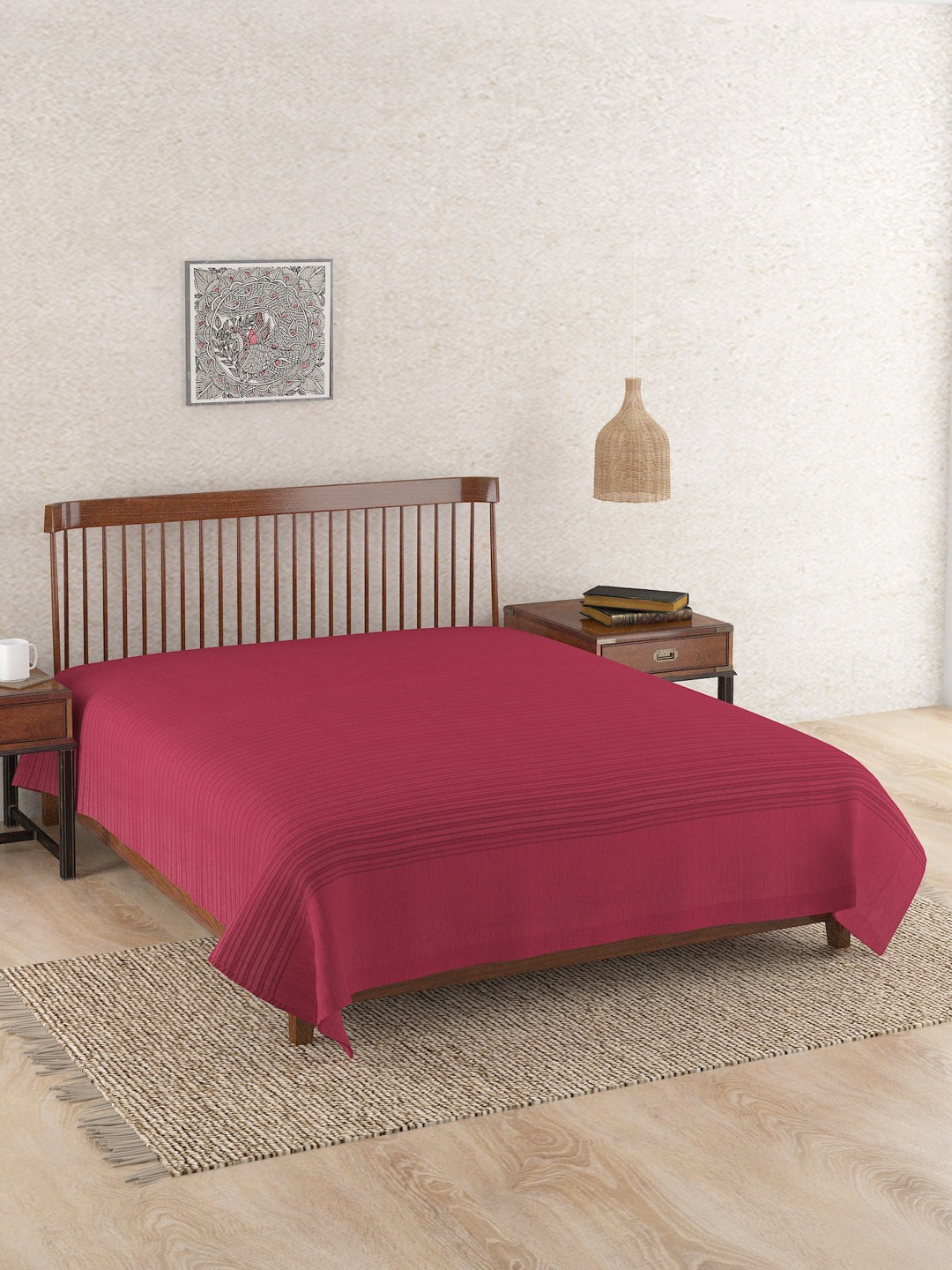 

Fabindia Red & Black Striped 240 TC Cotton Bed Covers