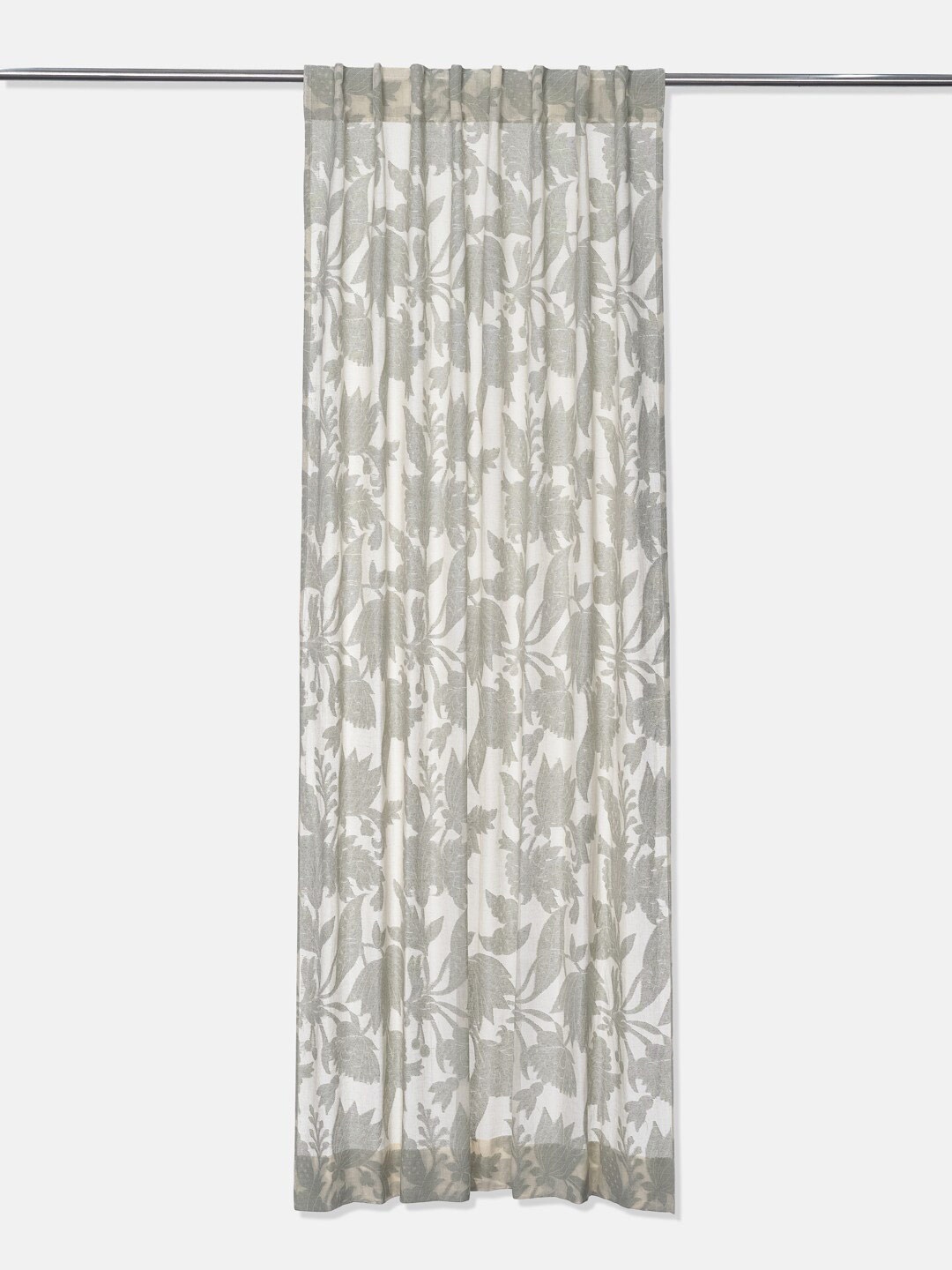 

Fabindia Grey & Olive Green Floral Window Curtain