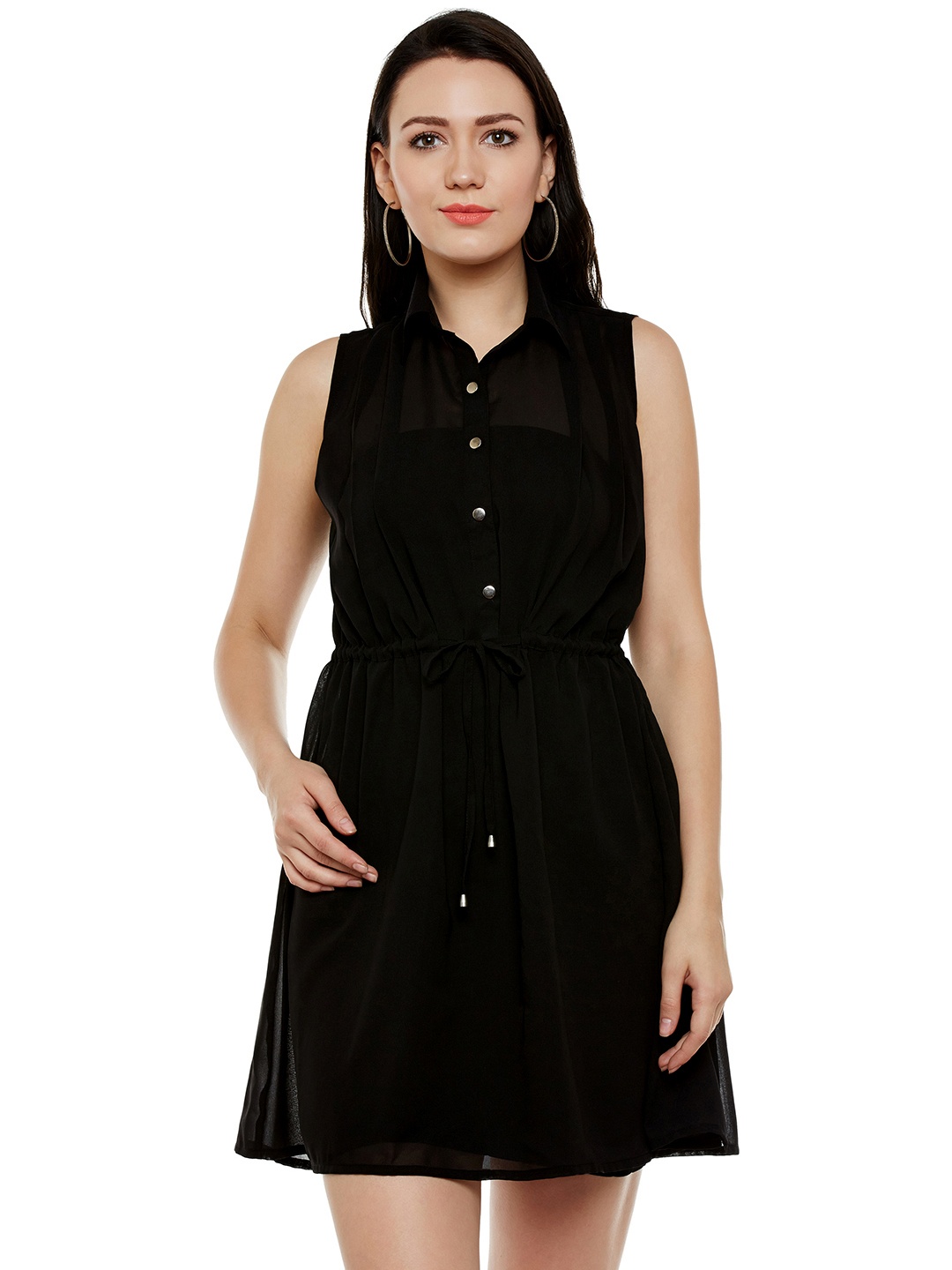 

WISSTLER Women Black Solid Shirt Dress