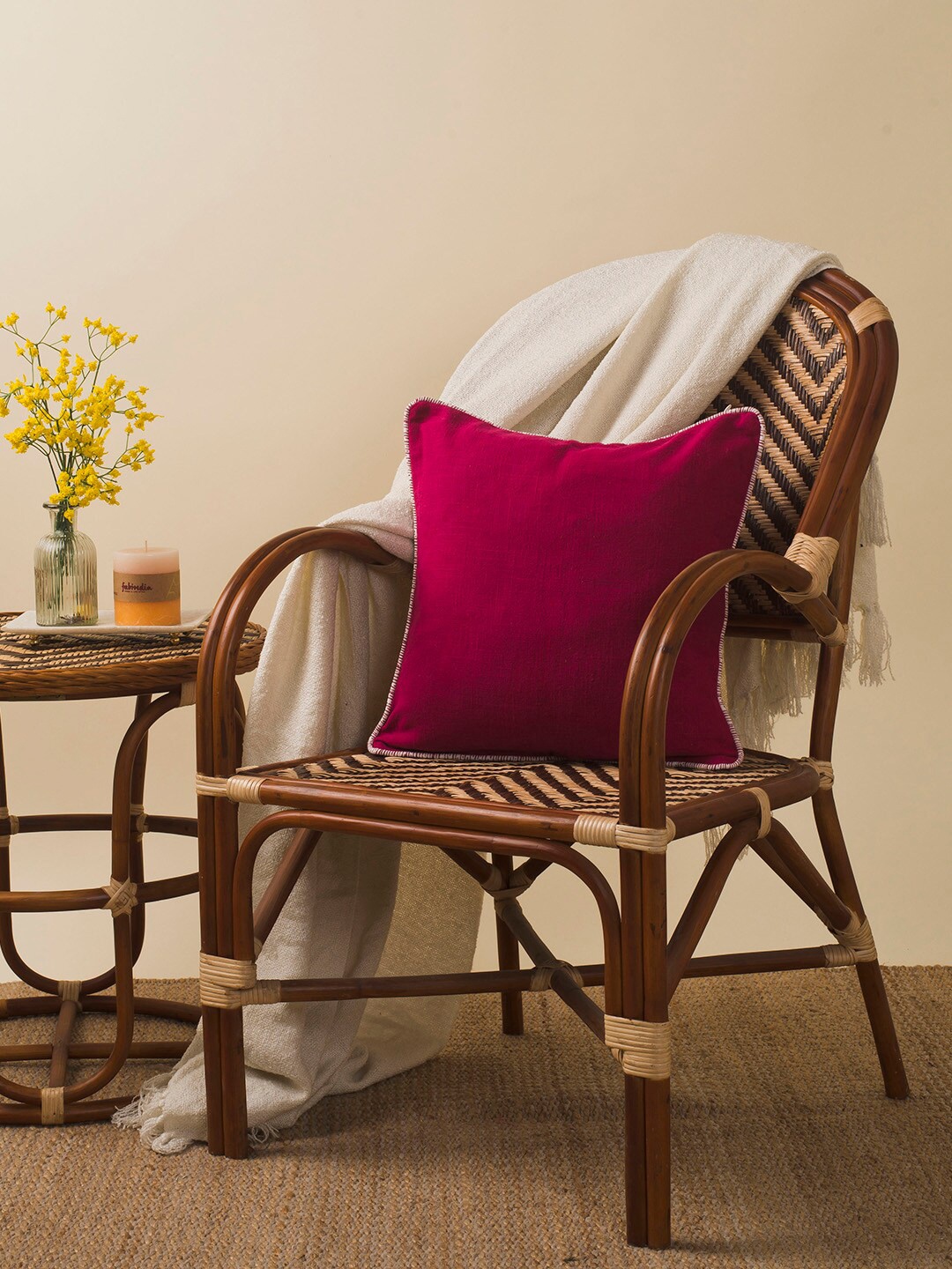 

Fabindia Red Square Cushion Cover