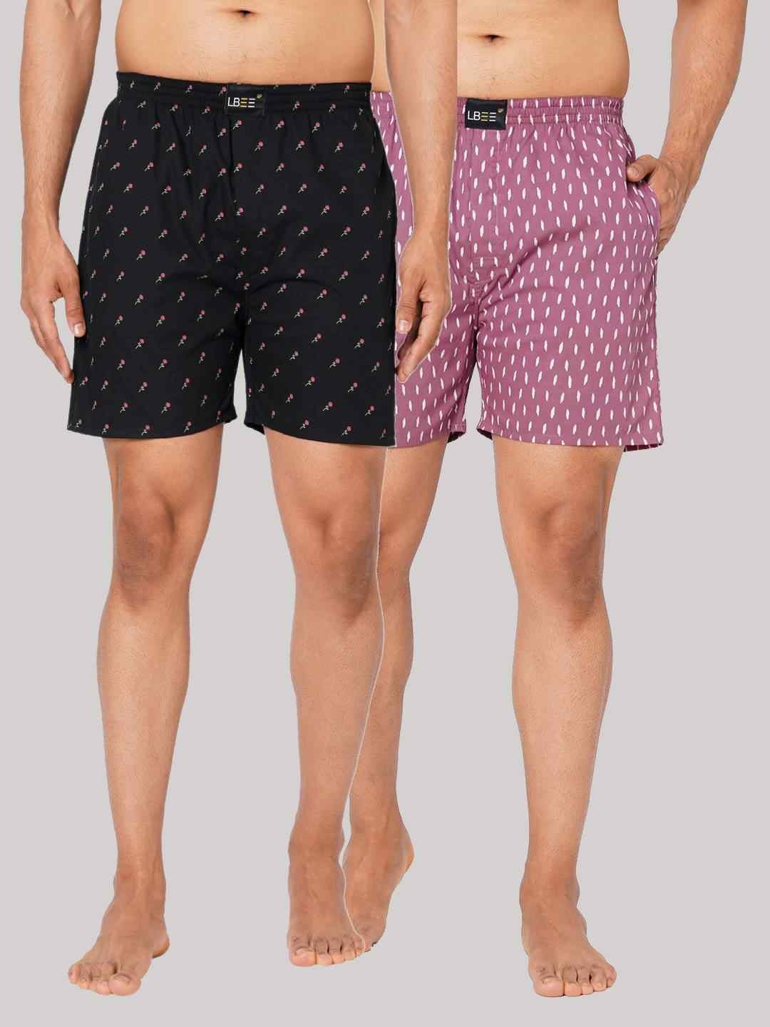

LBEE Men Black Floral Printed Shorts