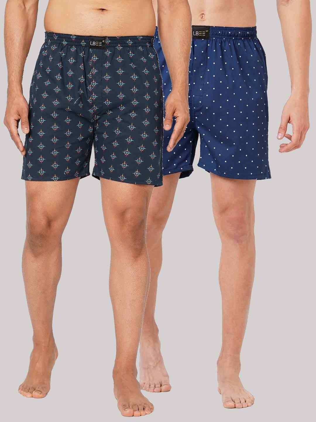 

LBEE Men Blue Pack Of 2 Printed Shorts