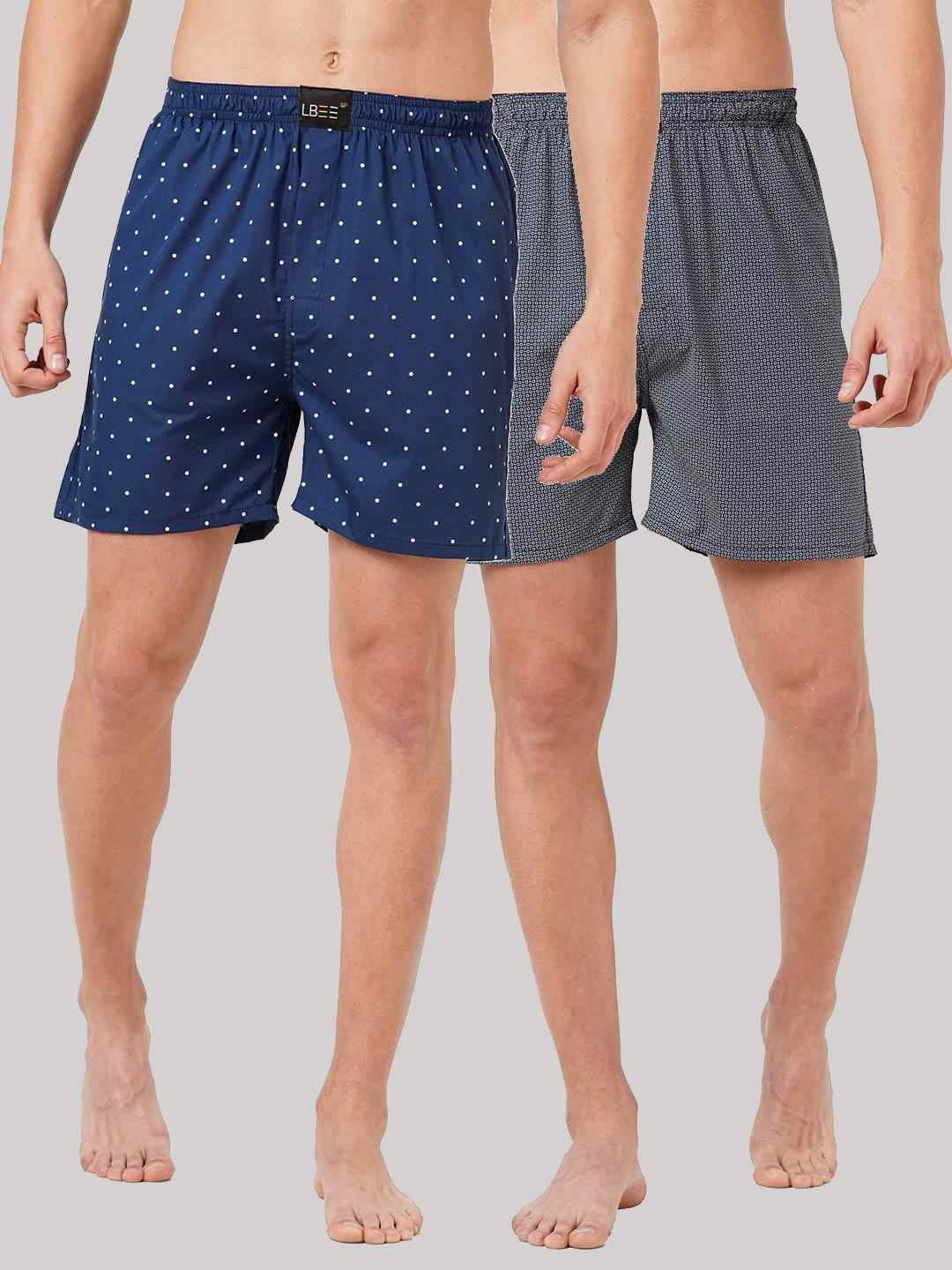 

LBEE Men Set Of 2 Blue Printed Shorts
