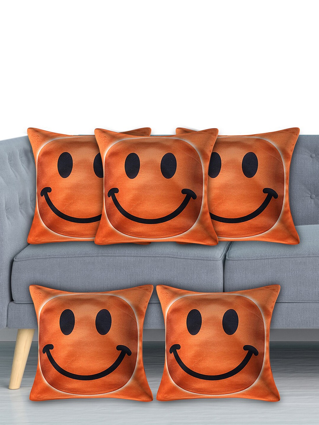 

Kuber Industries Orange & Black Set of 5 Abstract Velvet Square Cushion Covers
