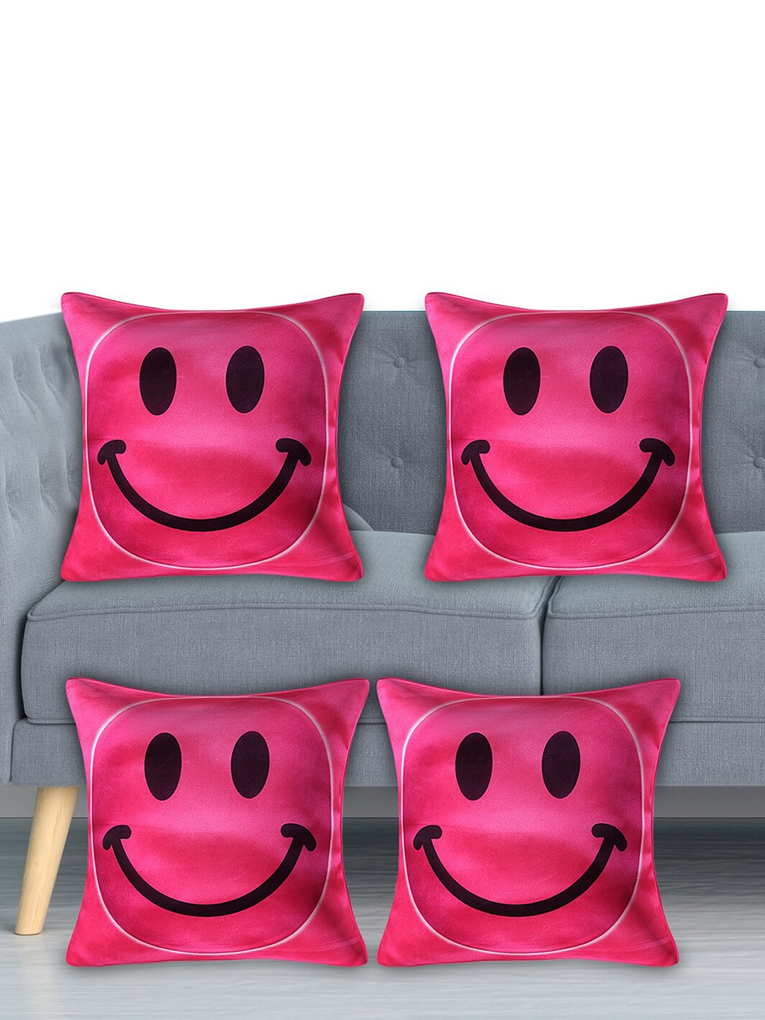 

Kuber Industries Pink & Black Set of 4 Velvet Square Cushion Covers