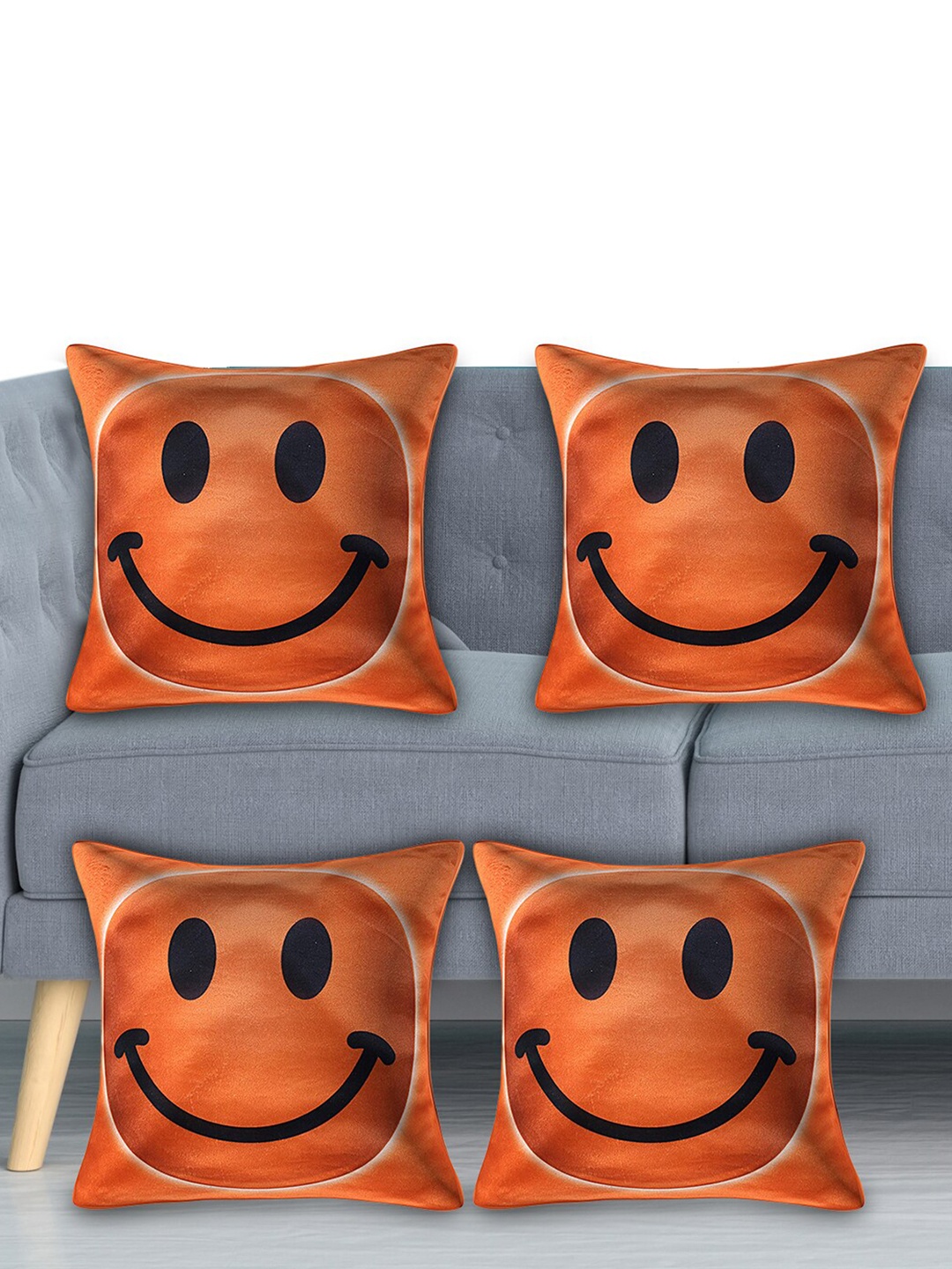 

Kuber Industries Orange & Black Set of 4 Geometric Velvet Square Cushion Covers