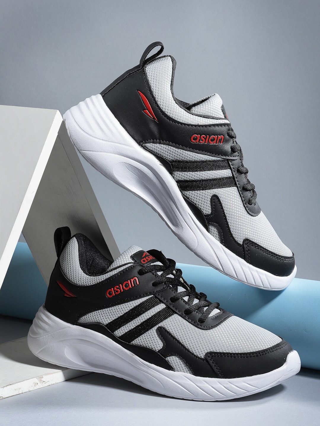 

ASIAN Men Grey Mesh Running Non-Marking Shoes