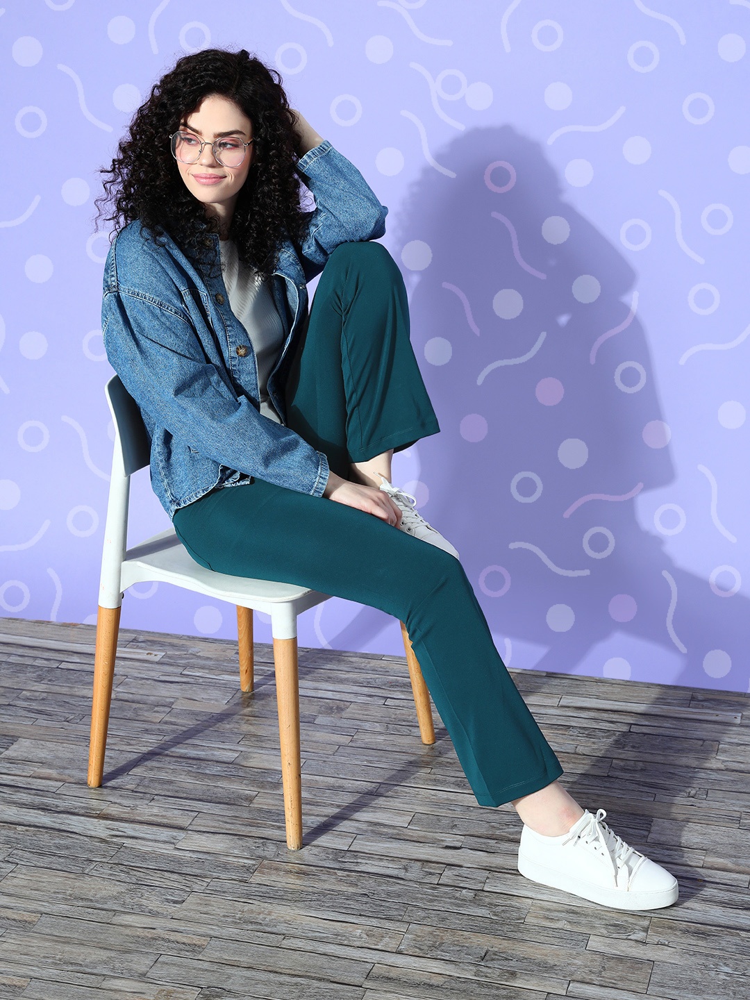 

Bannos Swagger Women Enchanting Teal Solid Glam Game Track Pants