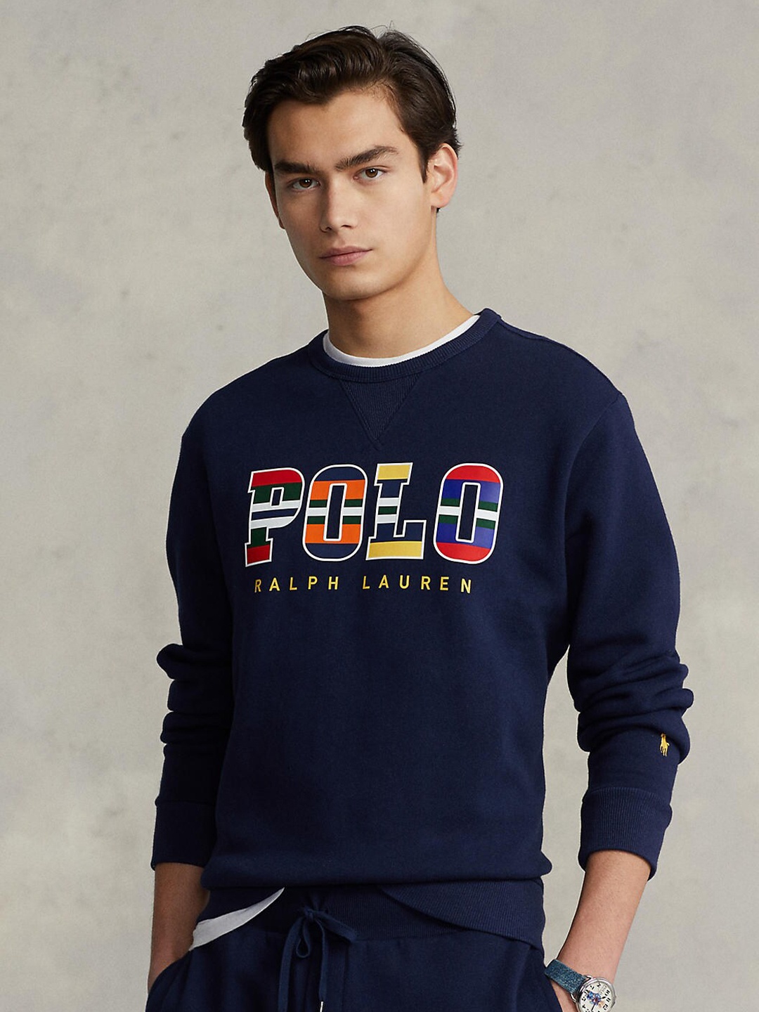 

Polo Ralph Lauren Men Navy Blue Printed Fleece Sweatshirt