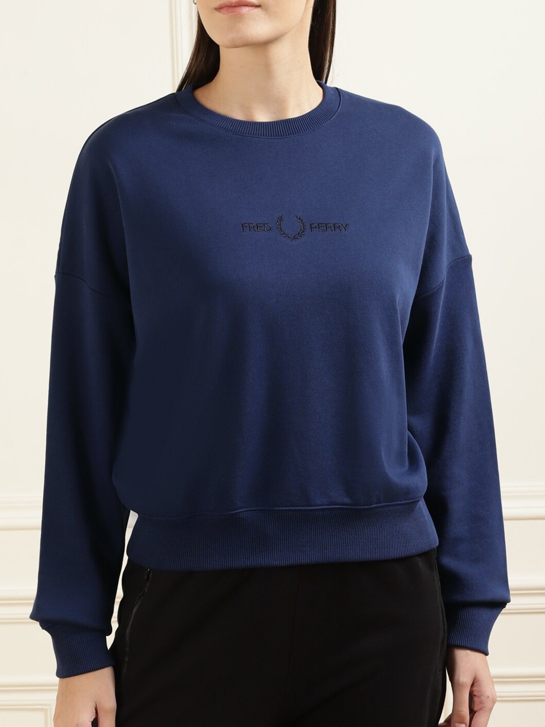 

Fred Perry Women Navy Blue Solid Sweatshirt