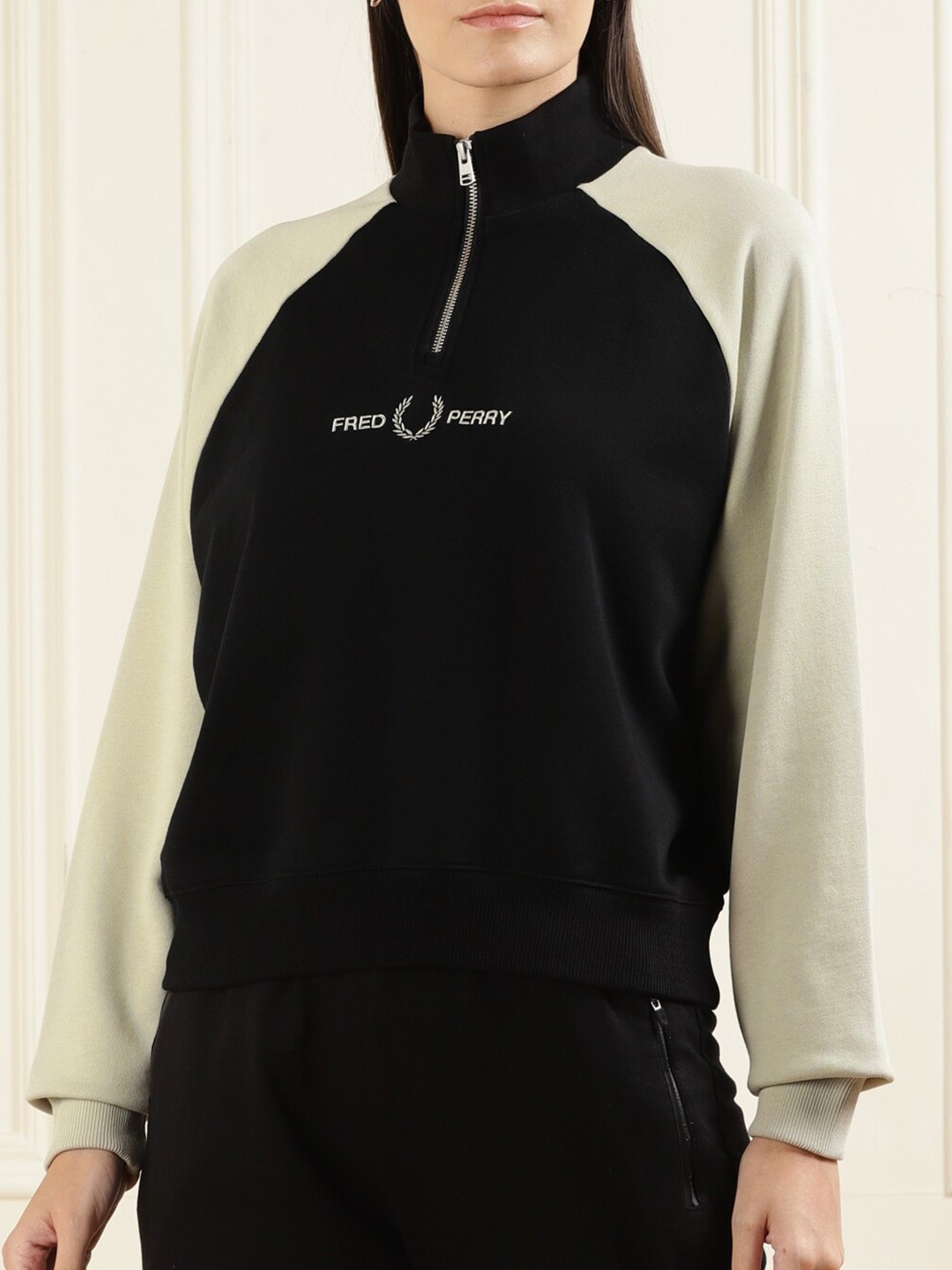 

Fred Perry Women Black Colourblocked Cotton Sweatshirt