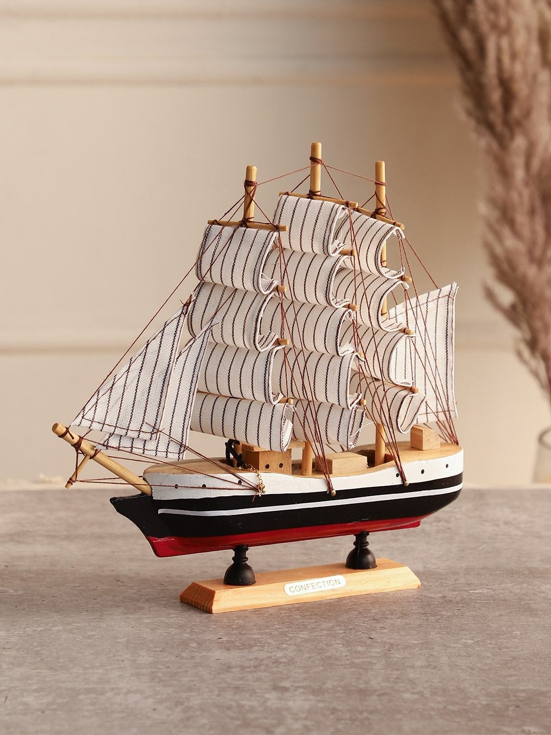 

EXIM DECOR Brown Strip Sailing Ship Showpiece