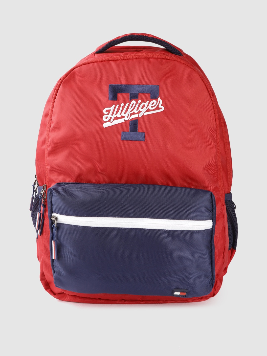 

Tommy Hilfiger Unisex Red & Navy Blue Brand Logo Embroidered Backpack