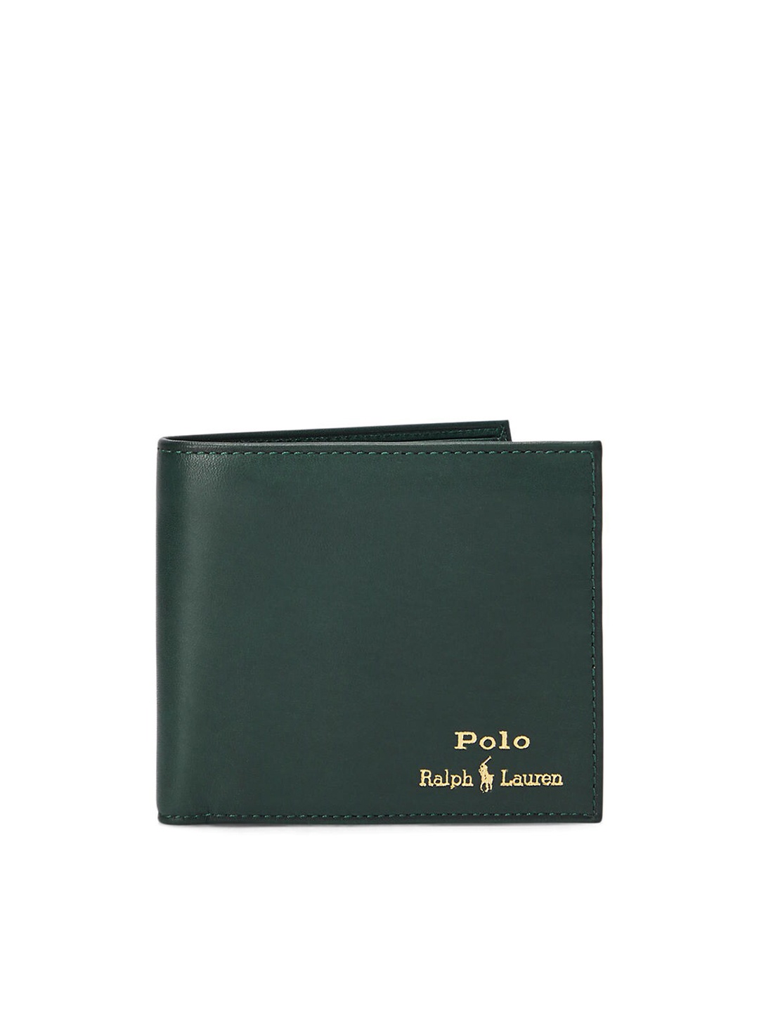 

Polo Ralph Lauren Men Green Brand logo Printed Leather Two Fold Wallet