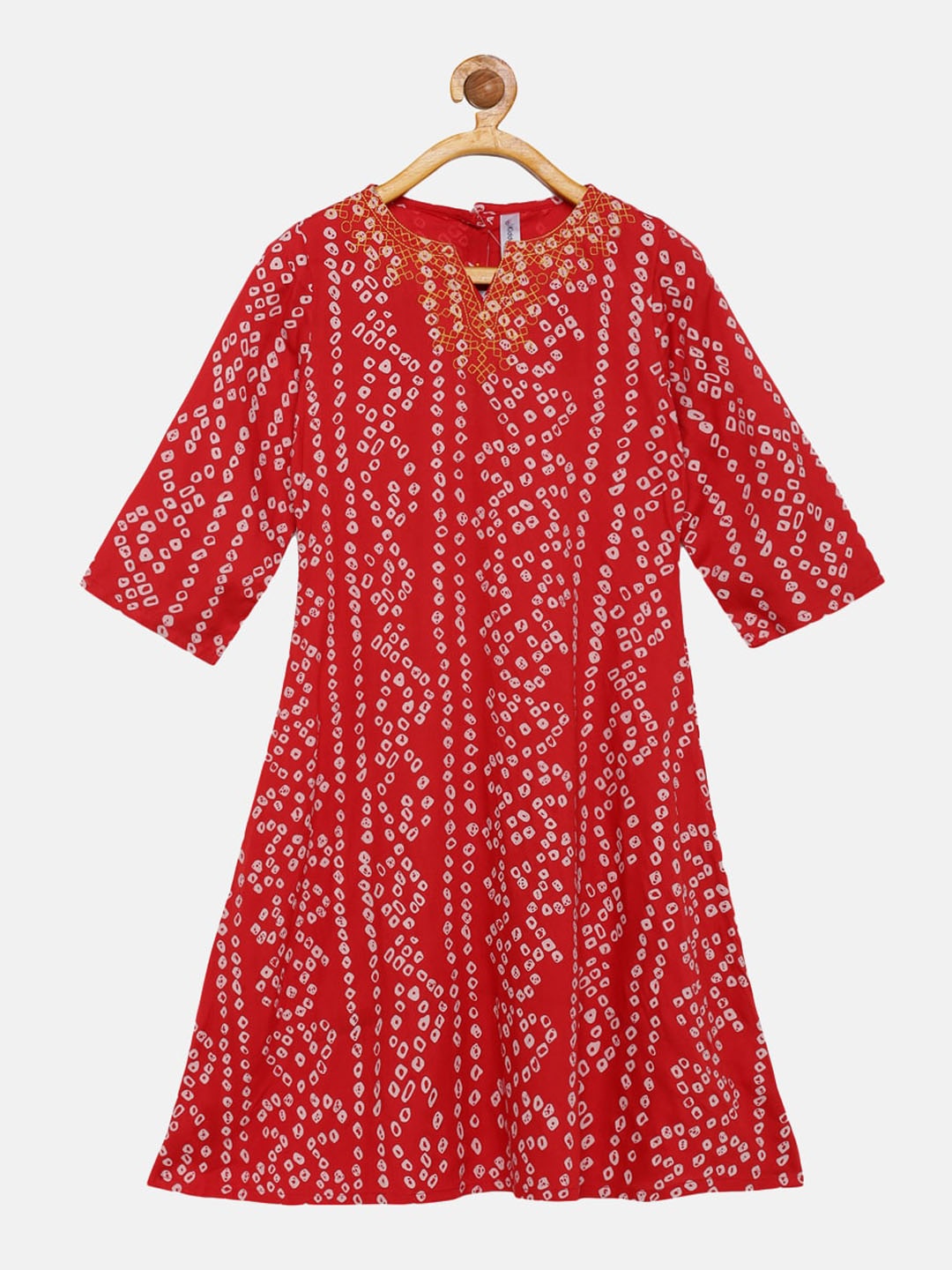 

KiddoPanti Girls Red Ethnic Motifs Printed Anarkali Kurta