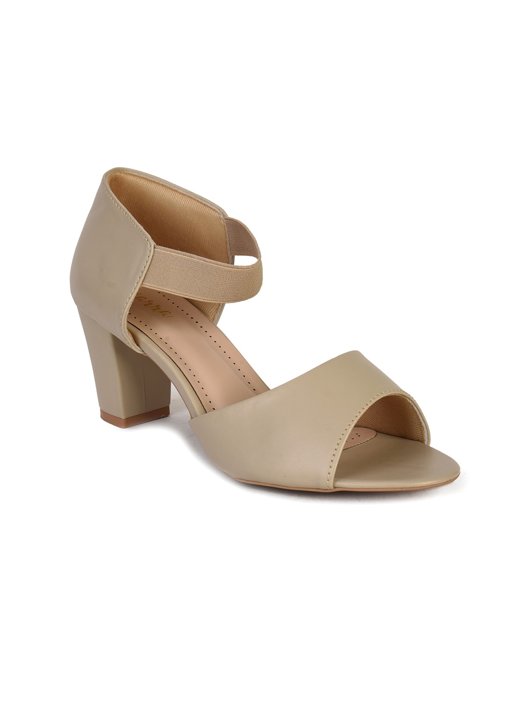 

Ajanta Women Beige Solid Open Toe Block Heels