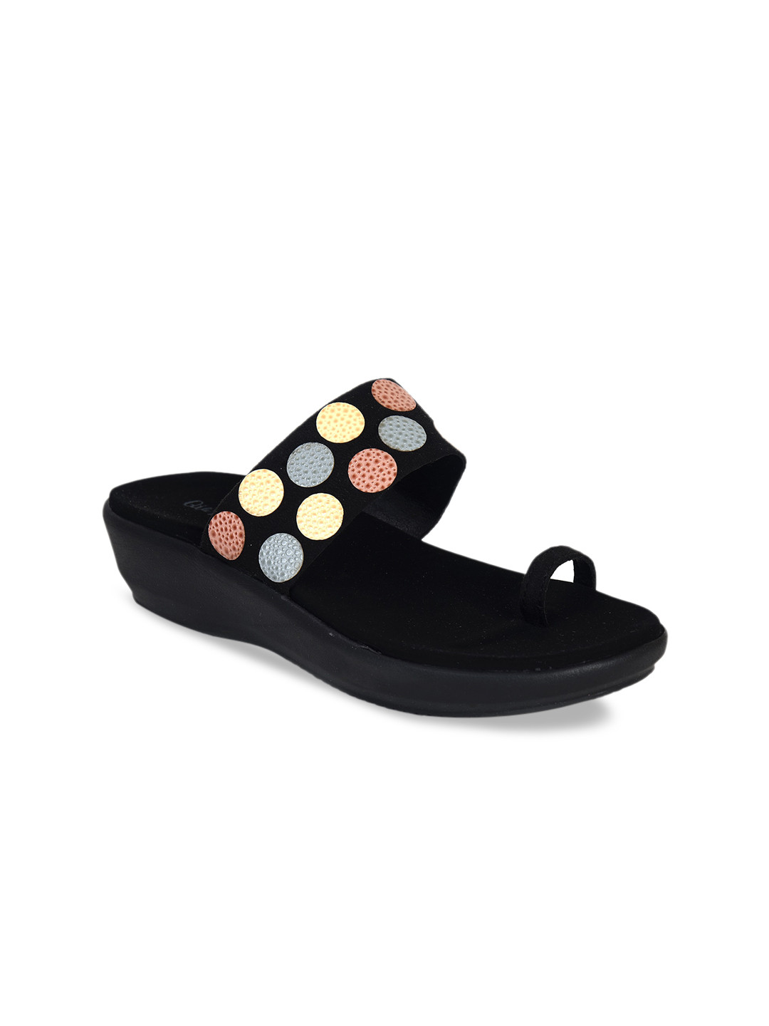 

Ajanta Black Printed Wedge Heels