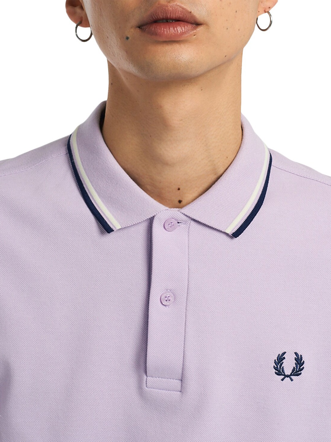 

Fred Perry Men Purple Polo Collar Pure Cotton T-shirt