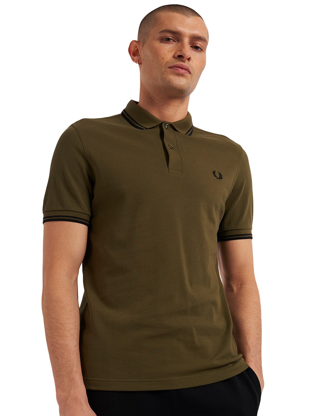 

Fred Perry Men Green Polo Collar T-shirt