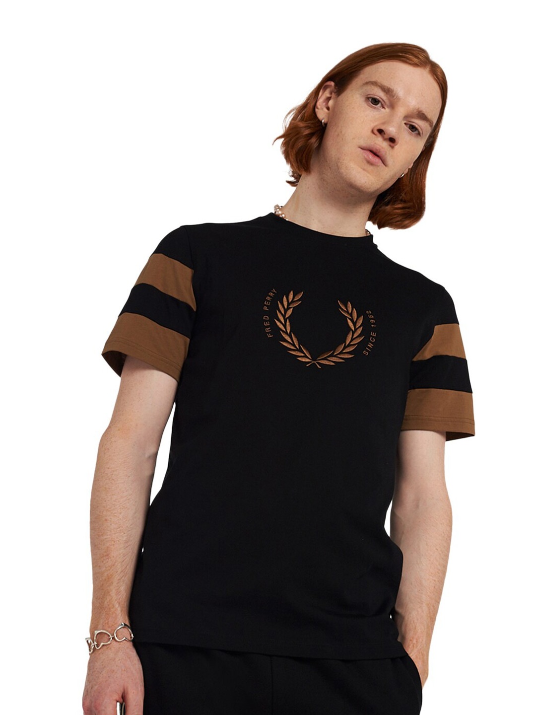 

Fred Perry Men Black Printed Pure Cotton T-shirt