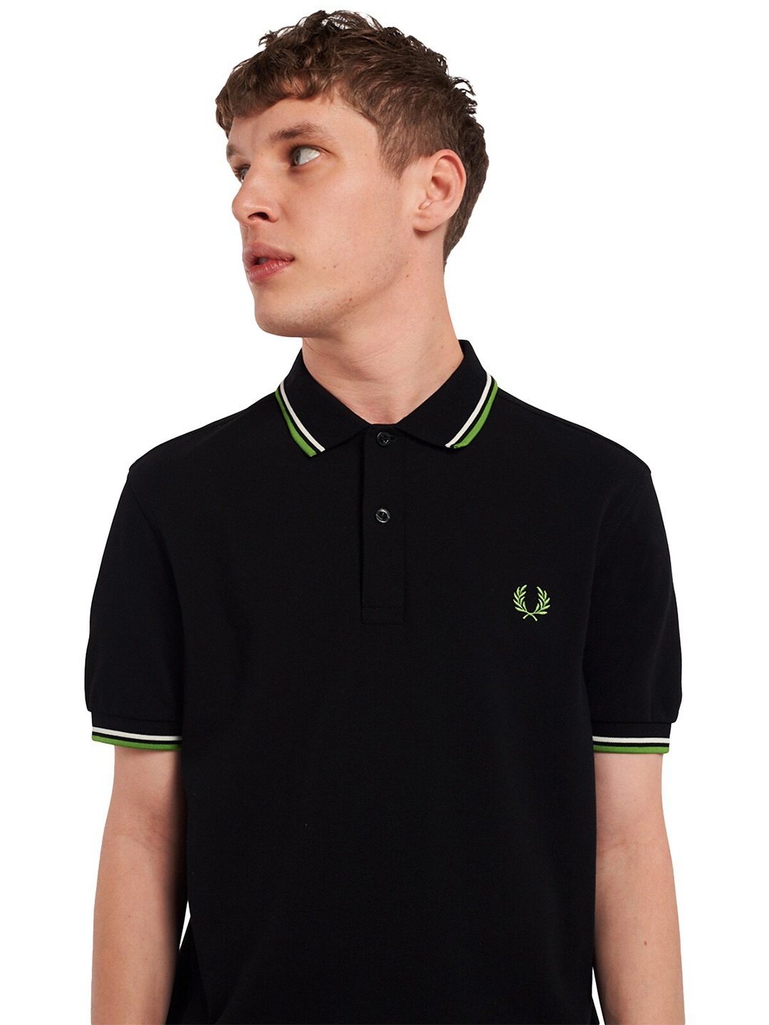 

Fred Perry Men Black Polo Collar Cotton T-shirt