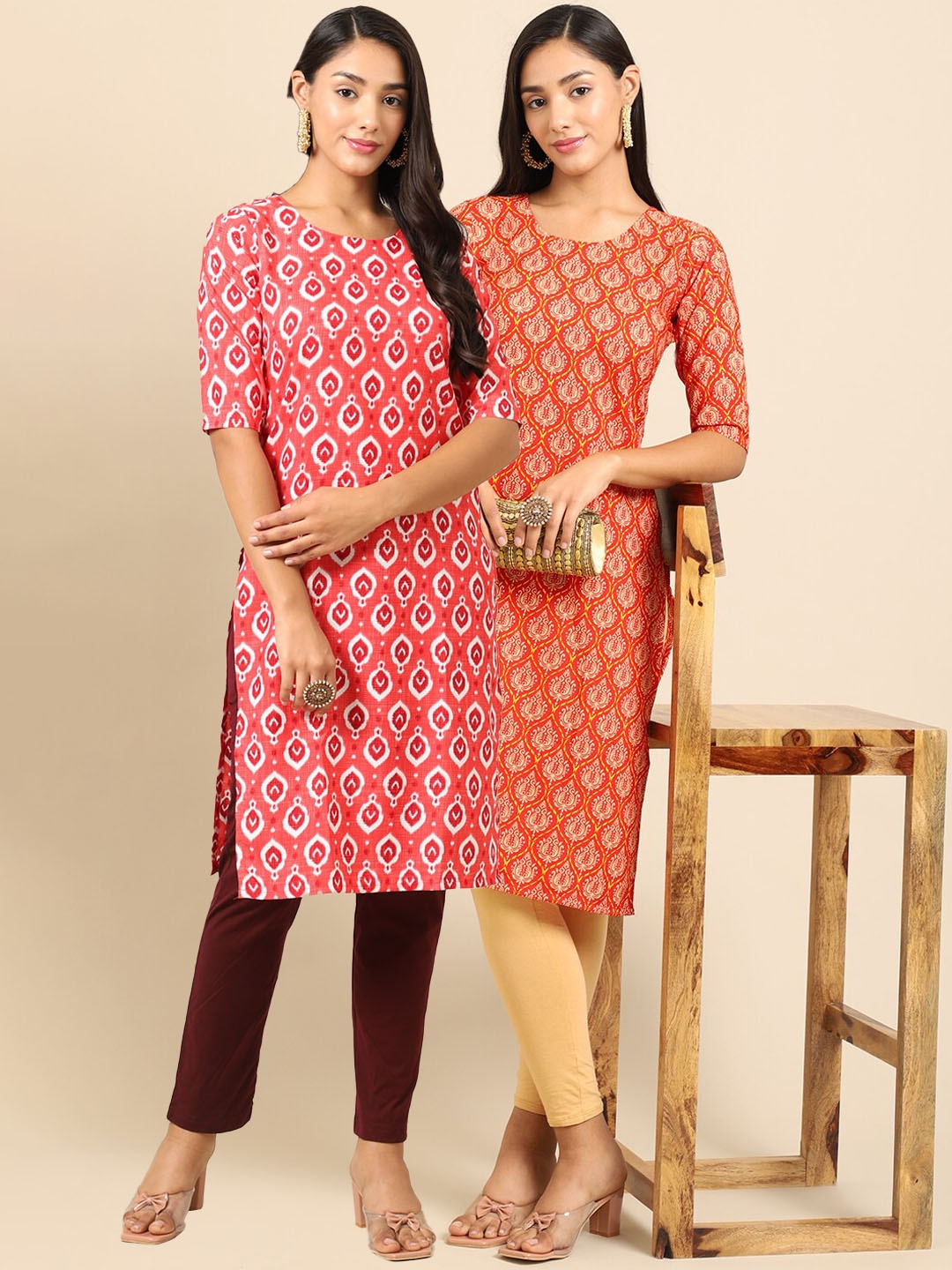 

7Threads 2 Women Multicoloured Ethnic Motifs Printed Crepe Kurta, Multi