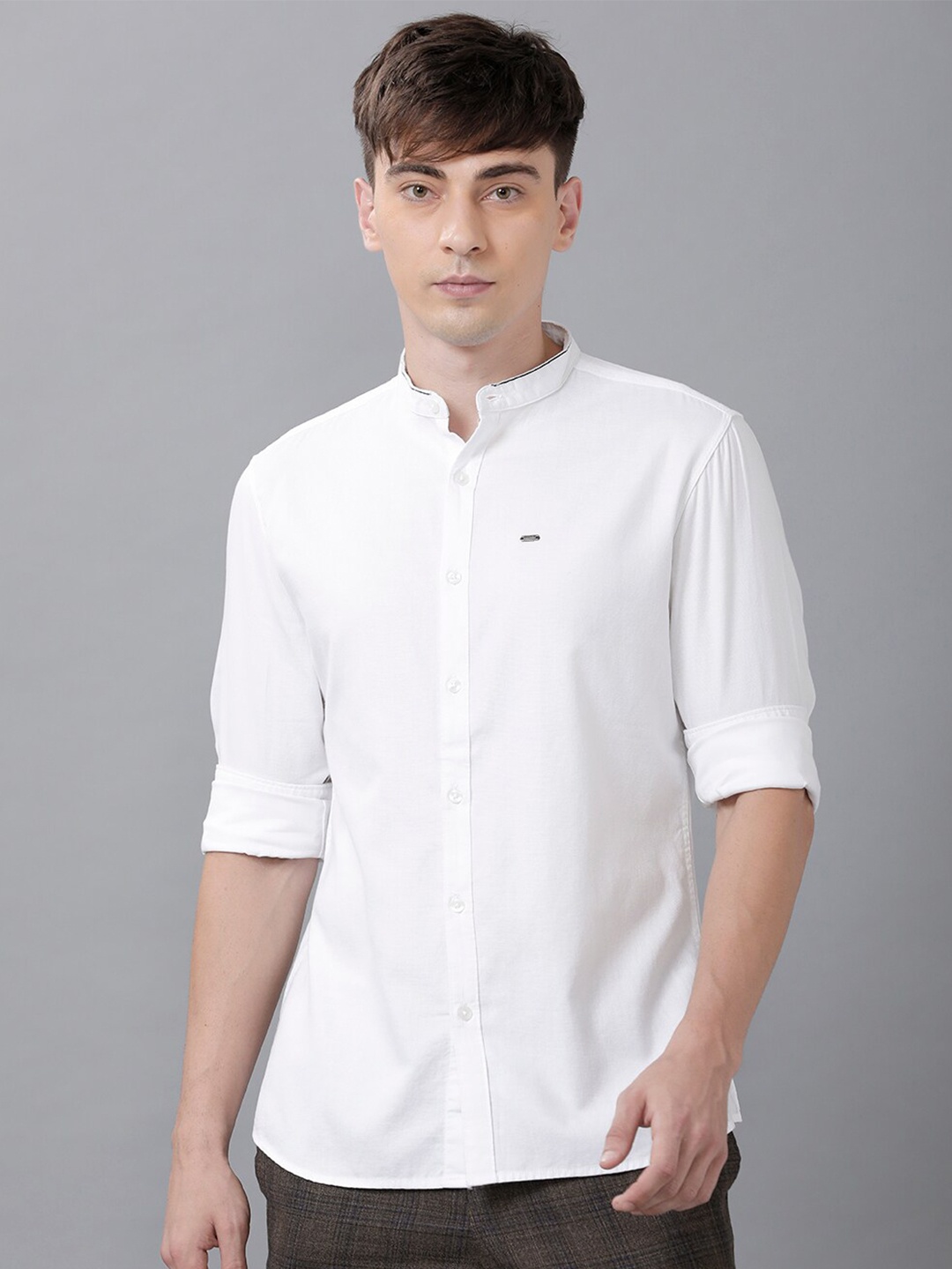 

IDENTITI Men White Comfort Cotton Slim Fit Casual Shirt