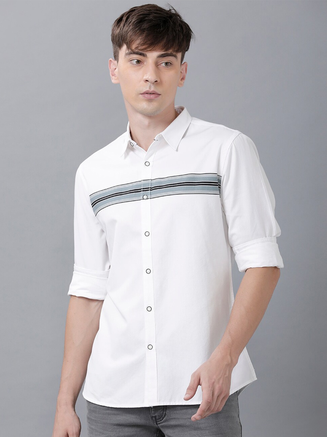 

IDENTITI Men Grey Comfort Slim Fit Casual Shirt