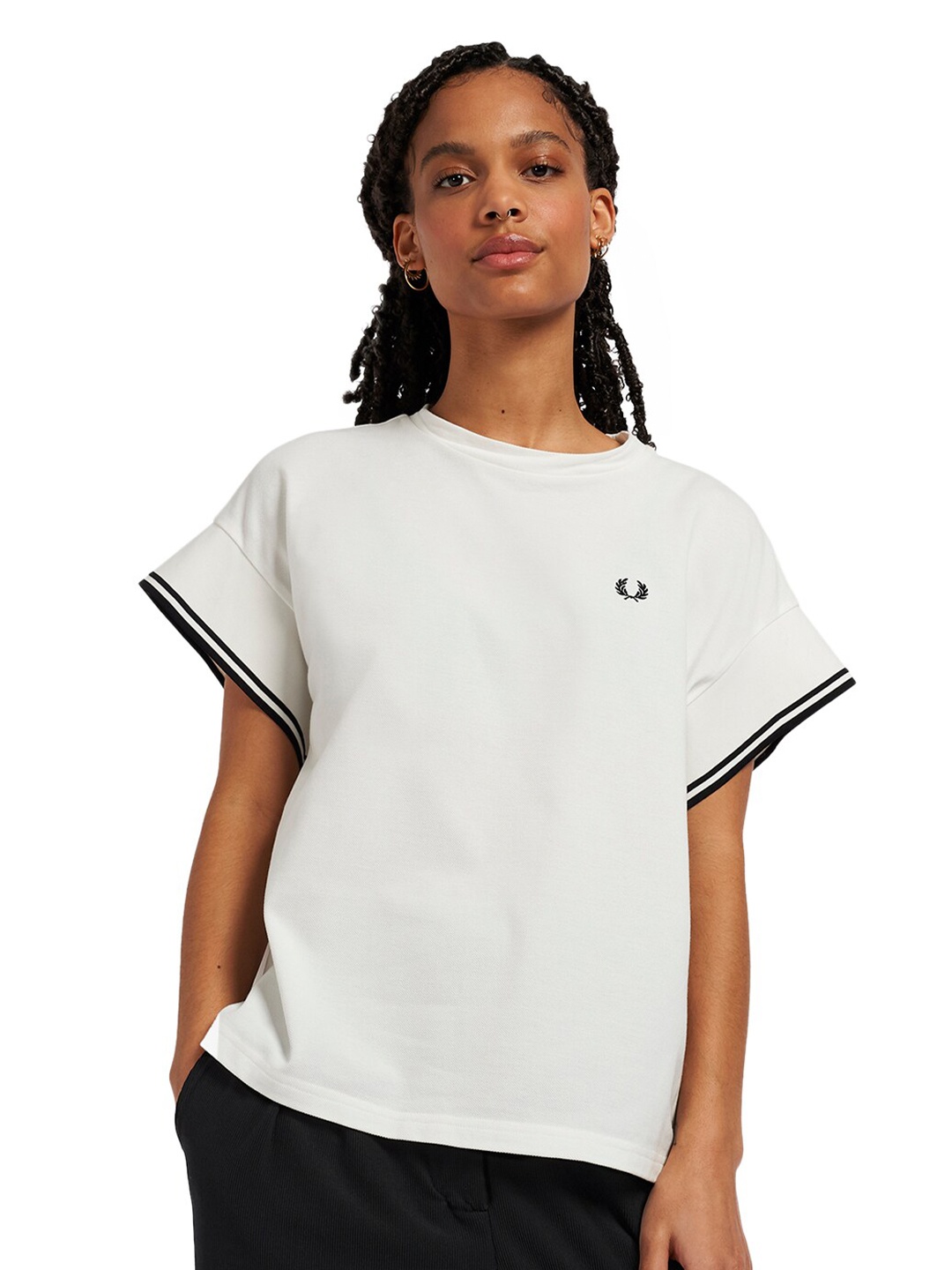 

Fred Perry Women White Solid T-shirt