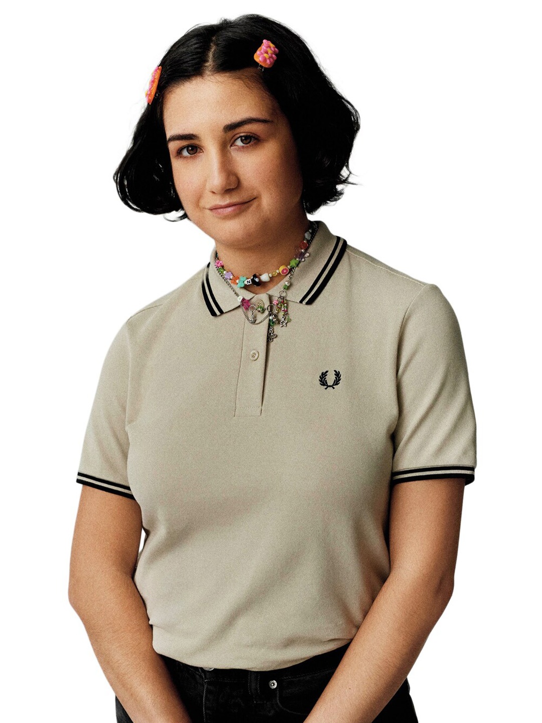 

Fred Perry Women Beige Polo Collar Cotton T-shirt