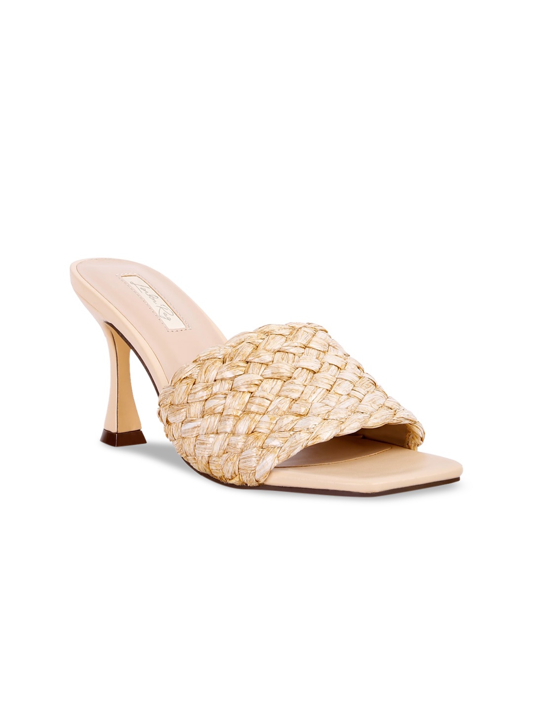 

London Rag Beige Woven Design PU Party Heels