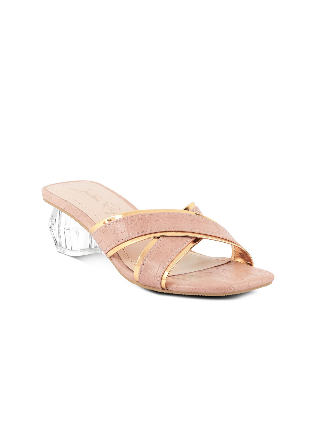 

London Rag Pink Textured PU Party Block Heels