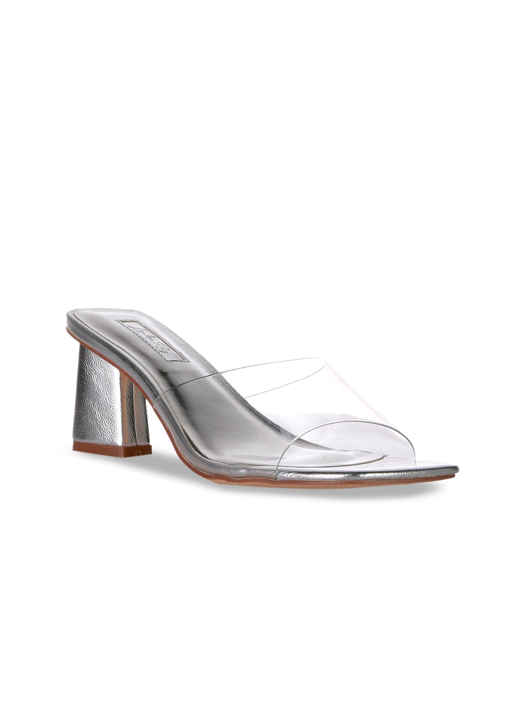 

London Rag Silver-Toned Flirt Clear Strap Block Heels