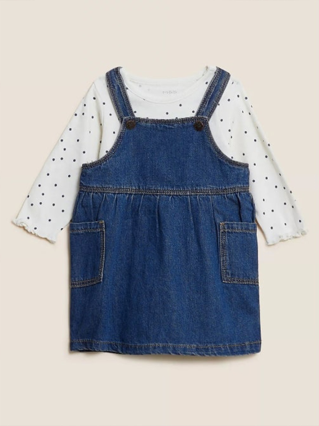 

Marks & Spencer Girls Blue & White Printed Cotton Clothing Set