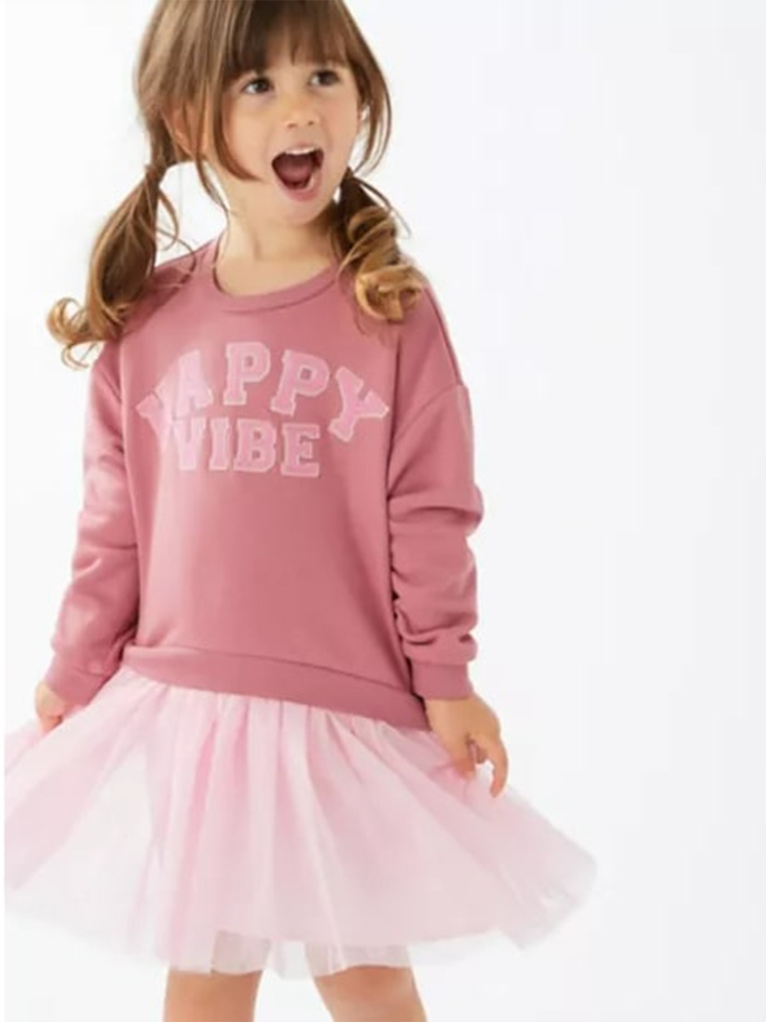 

Marks & Spencer Kids Girls Pink Solid Long Sleeves Maxi Sweatdress