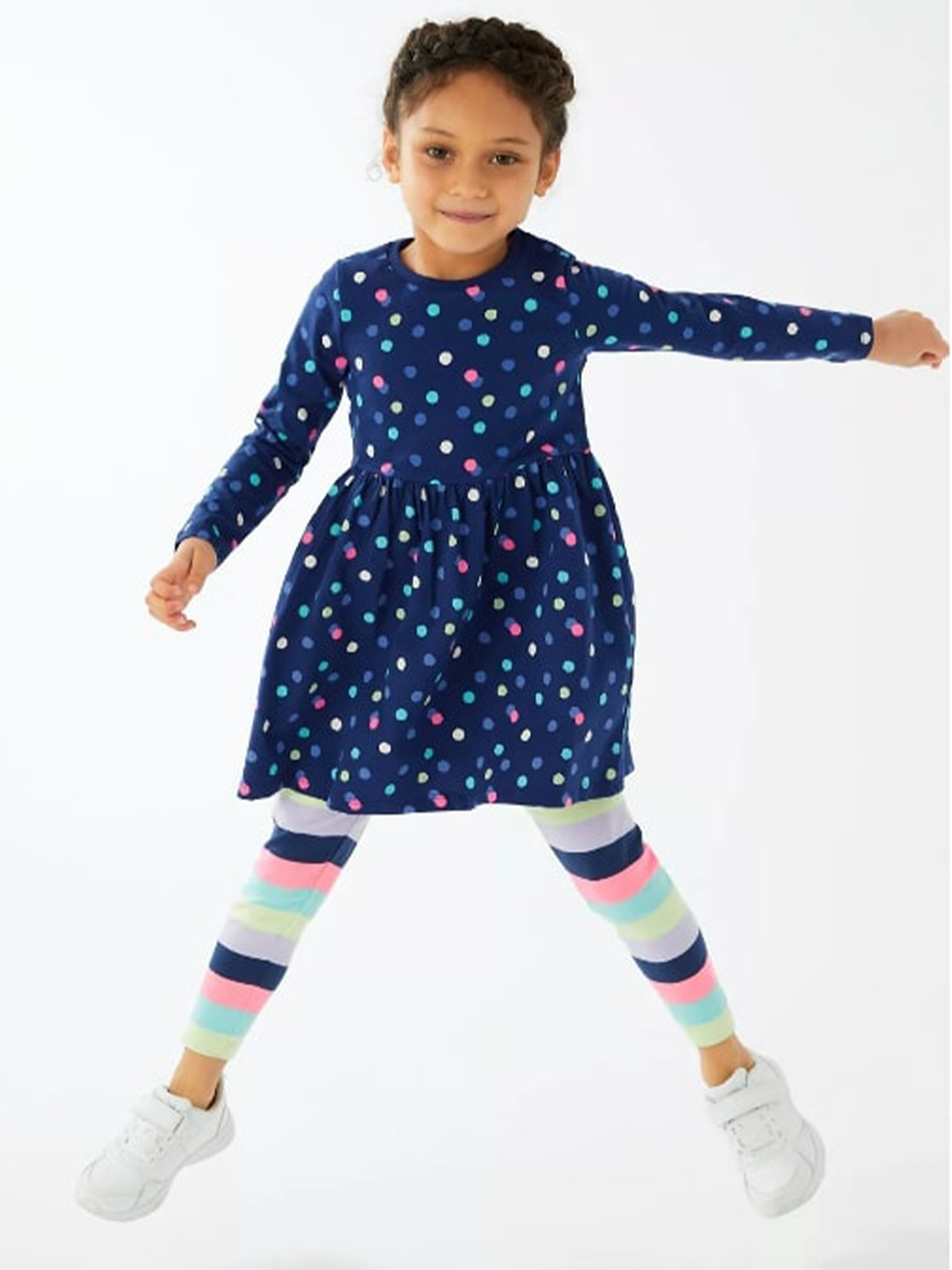 

Marks & Spencer Navy Blue Printed A-line Pure Cotton Dress