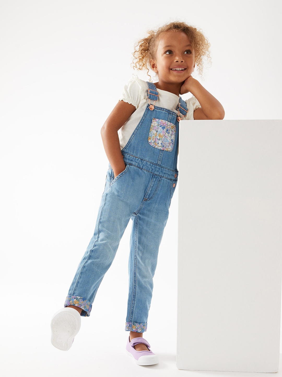 

Marks & Spencer Girls Denim Dungaree, Blue