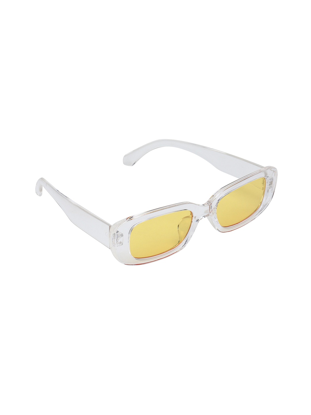 

ALIGATORR Unisex Yellow Lens & White Square Sunglasses with UV Protected Lens