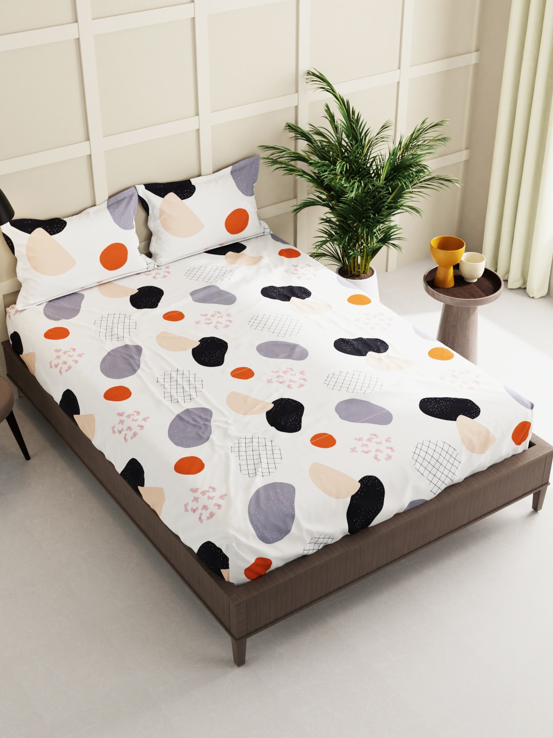 

BIANCA Off White & Black 150 TC Queen Bedsheet with 2 Pillow Covers