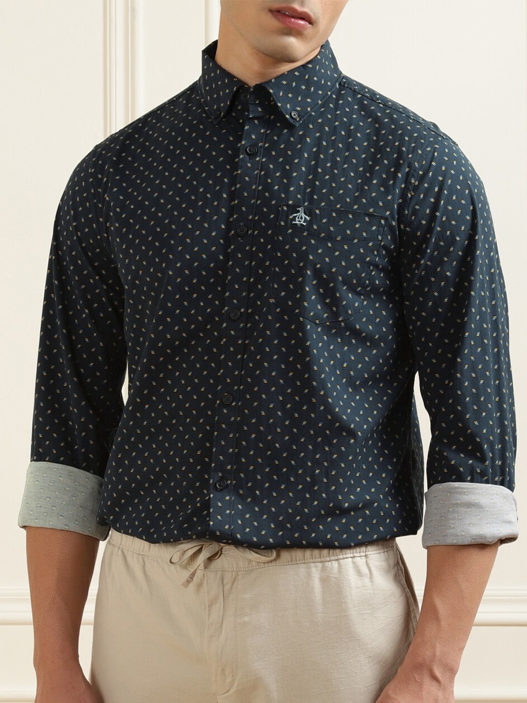 

Original Penguin Men Navy Blue Printed Casual Shirt