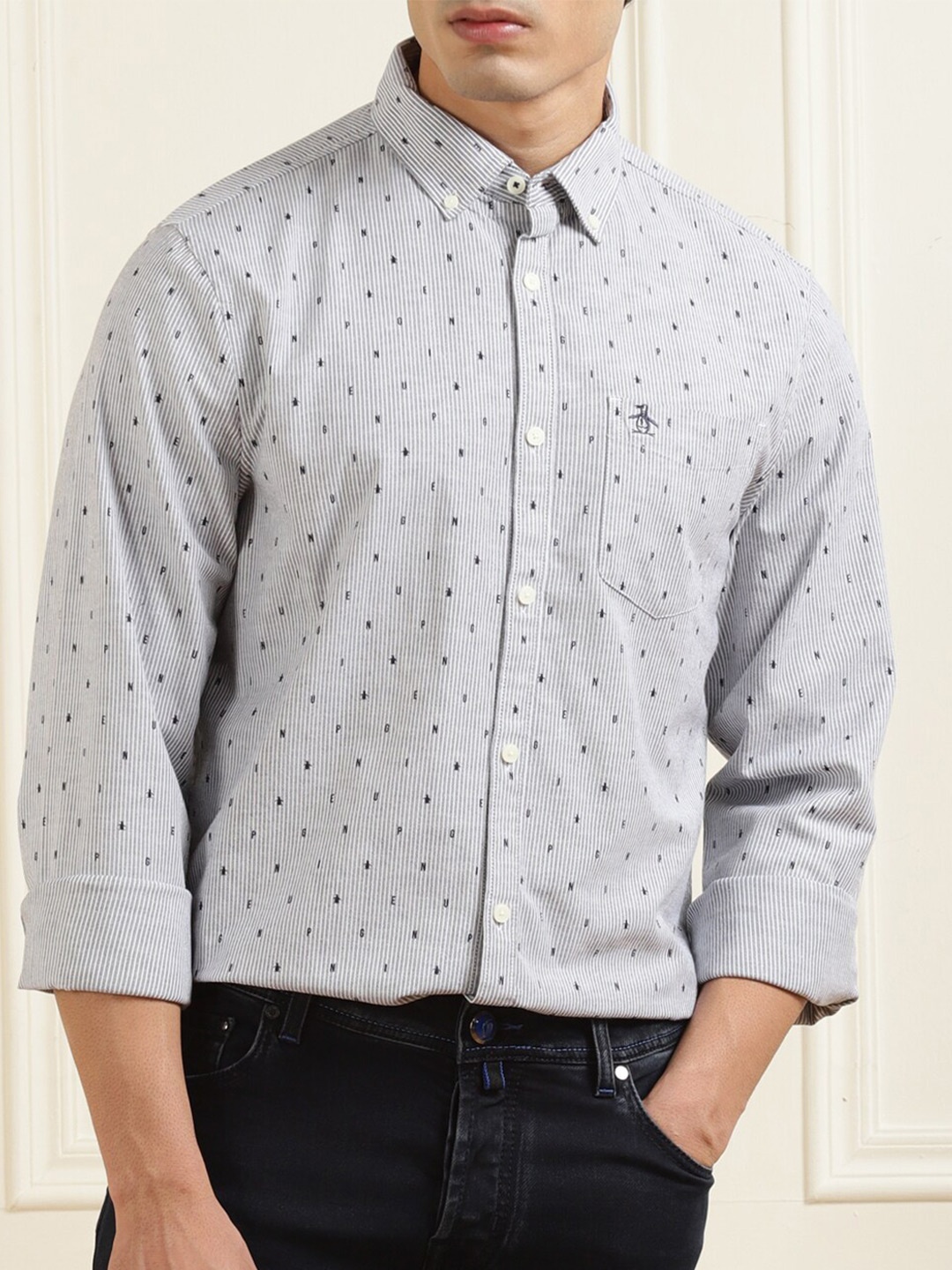 

Original Penguin Men Blue Printed Casual Shirt